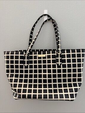 kate spade Black and White Windowpane Tote
